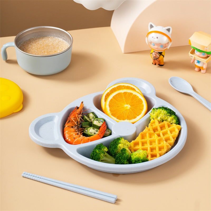 2PCs Children Bear Plate with Fork Spoon Regular